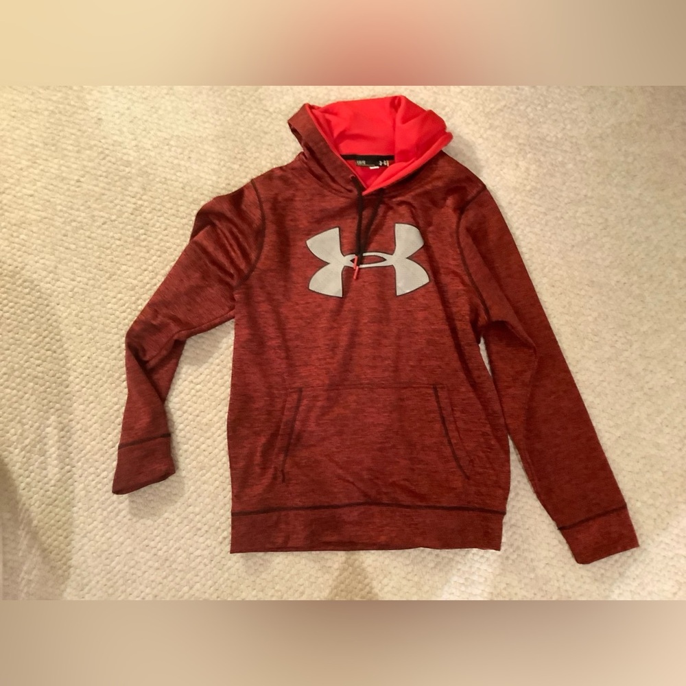 Under Armour Men's Red Maroon and Gray Hoodie